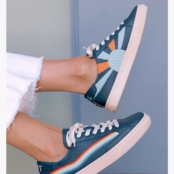 Soludos Women's Rainbow Wave Sneakers - Colorful Embroidered Low Top Shoes